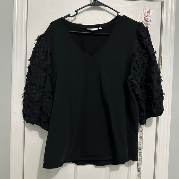 Chicos black embellish sleeve xl 3 top - Picture 1 of 5